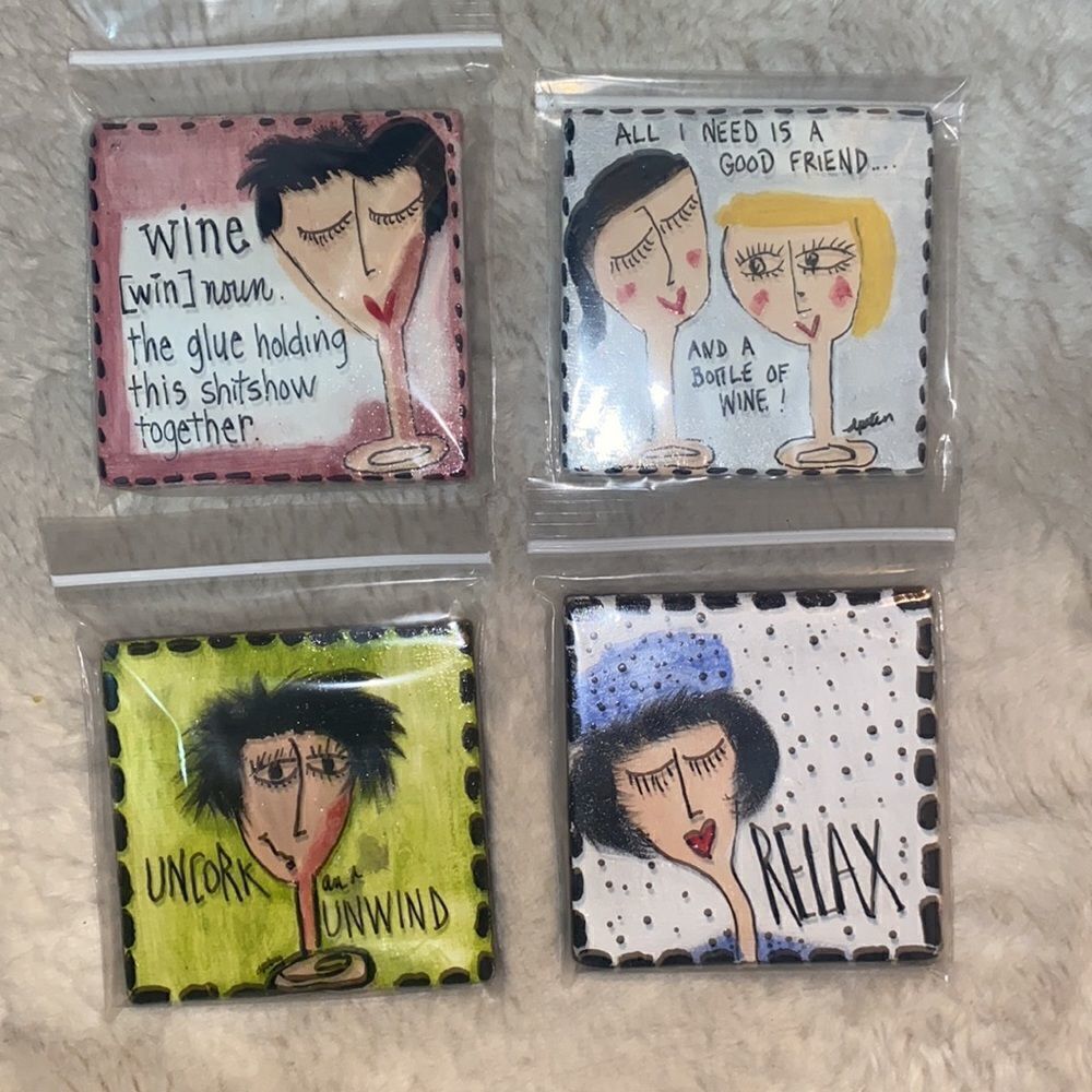 Deb Peters Set of Four Hand Painted Coasters! - Picture 2 of 7